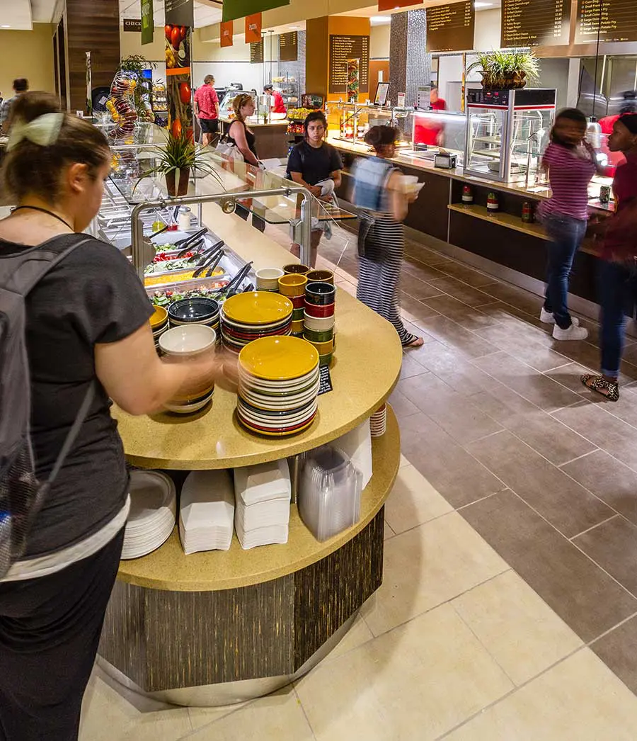 Students in line at cafeteria